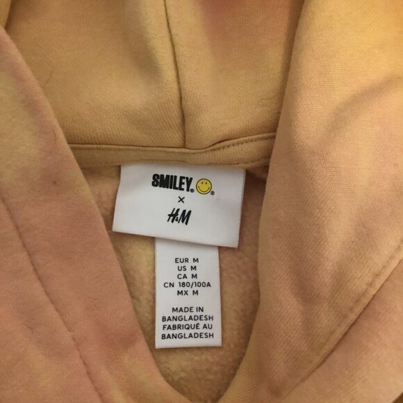 SMILEY H&M Sweatshirts Men's Medium Orange Smiley Face Oversized Fit Hoodie - Picture 5 of 10